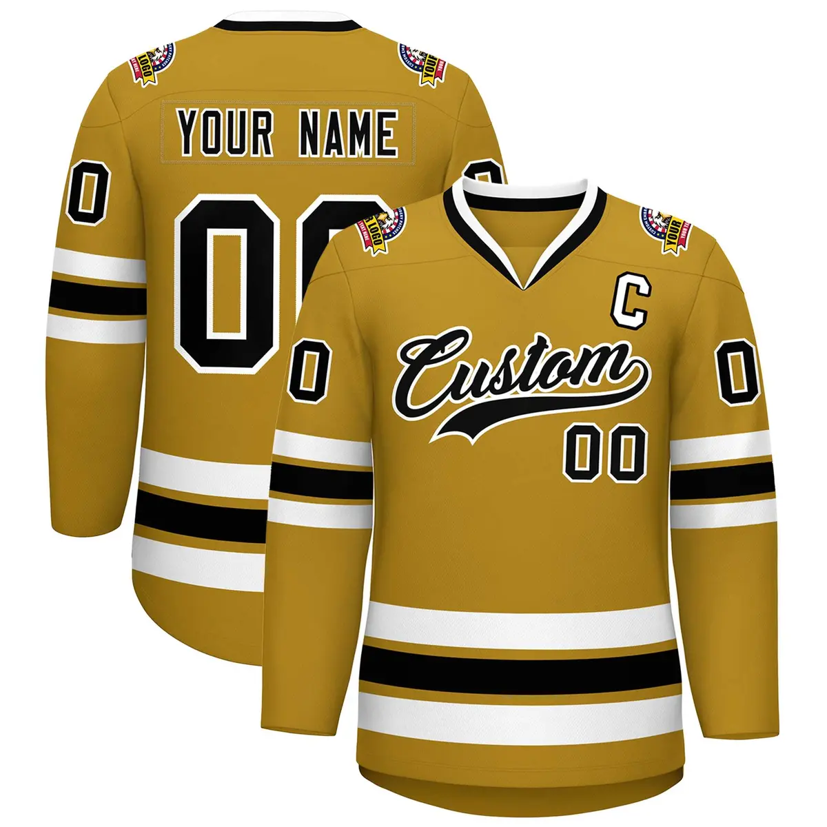 Old Gold Black-White Classic Hockey Jersey