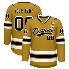 Old Gold Black-White Classic Hockey Jersey 1