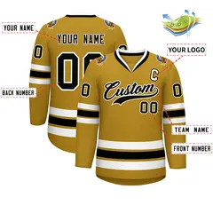 Old Gold Black-White Classic Hockey Jersey 2