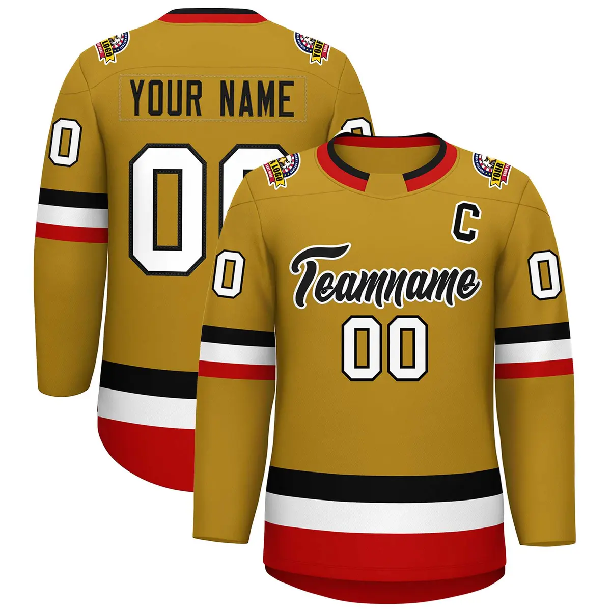 Old Gold Black-White Classic Hockey Jersey