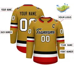 Old Gold Black-White Classic Hockey Jersey 2
