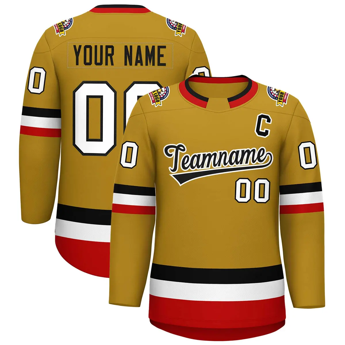 Old Gold Black-White Classic Hockey Jersey