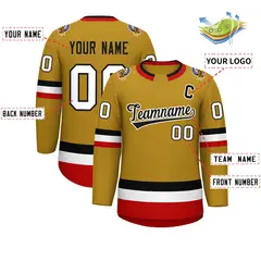 Old Gold Black-White Classic Hockey Jersey 2