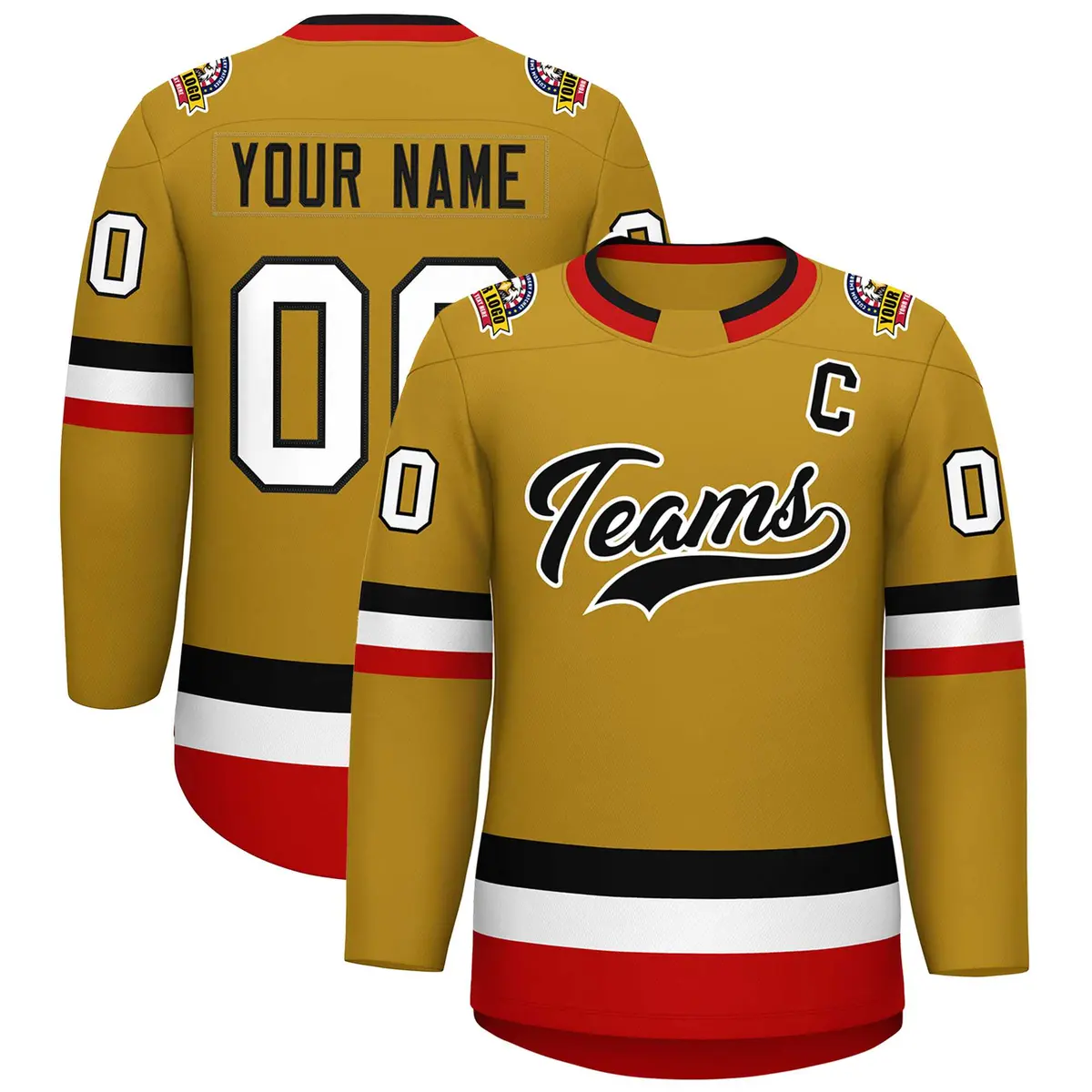 Old Gold Black-White Classic Hockey Jersey