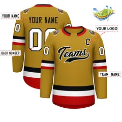 Old Gold Black-White Classic Hockey Jersey 2