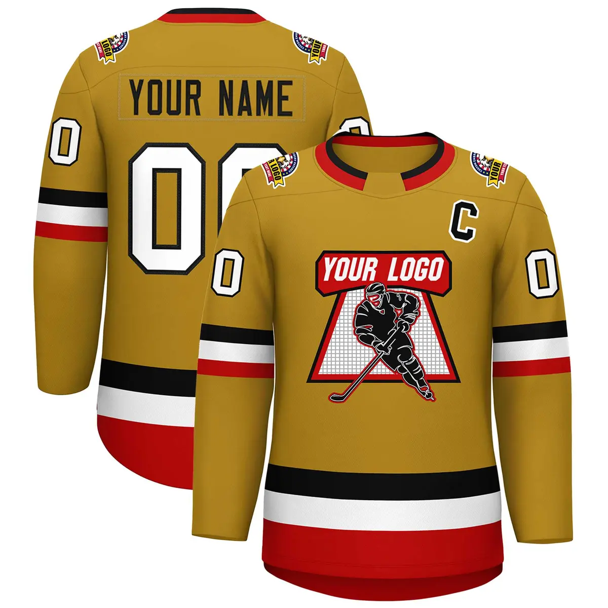 Old Gold Black-White Classic Hockey Jersey