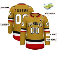 Old Gold Black-White Classic Hockey Jersey 2