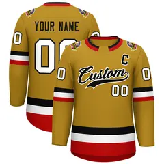 Old Gold Black-White Classic Hockey Jersey 1