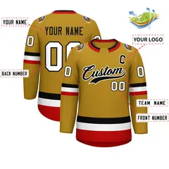 Old Gold Black-White Classic Hockey Jersey 2