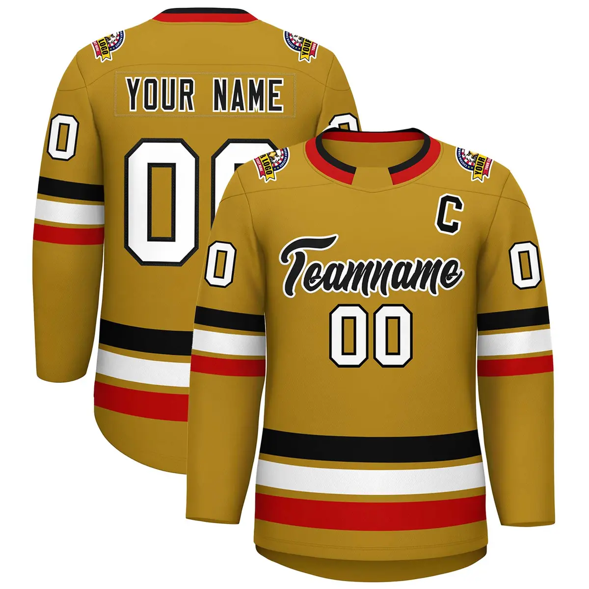Old Gold Black-White Classic Hockey Jersey