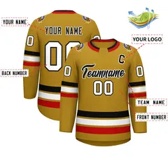 Old Gold Black-White Classic Hockey Jersey 2