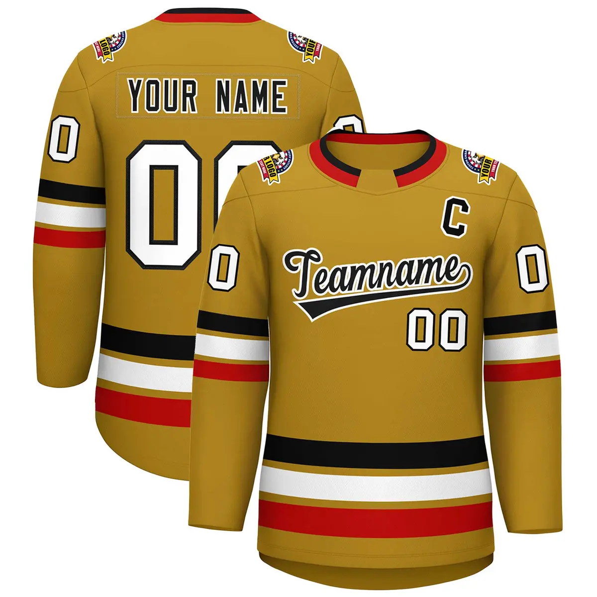 Old Gold Black-White Classic Hockey Jersey