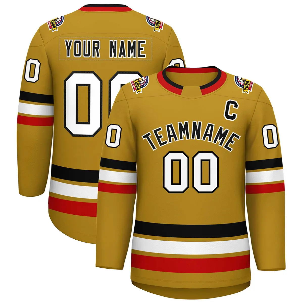 Old Gold Black-White Classic Hockey Jersey