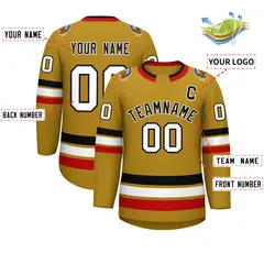 Old Gold Black-White Classic Hockey Jersey 2