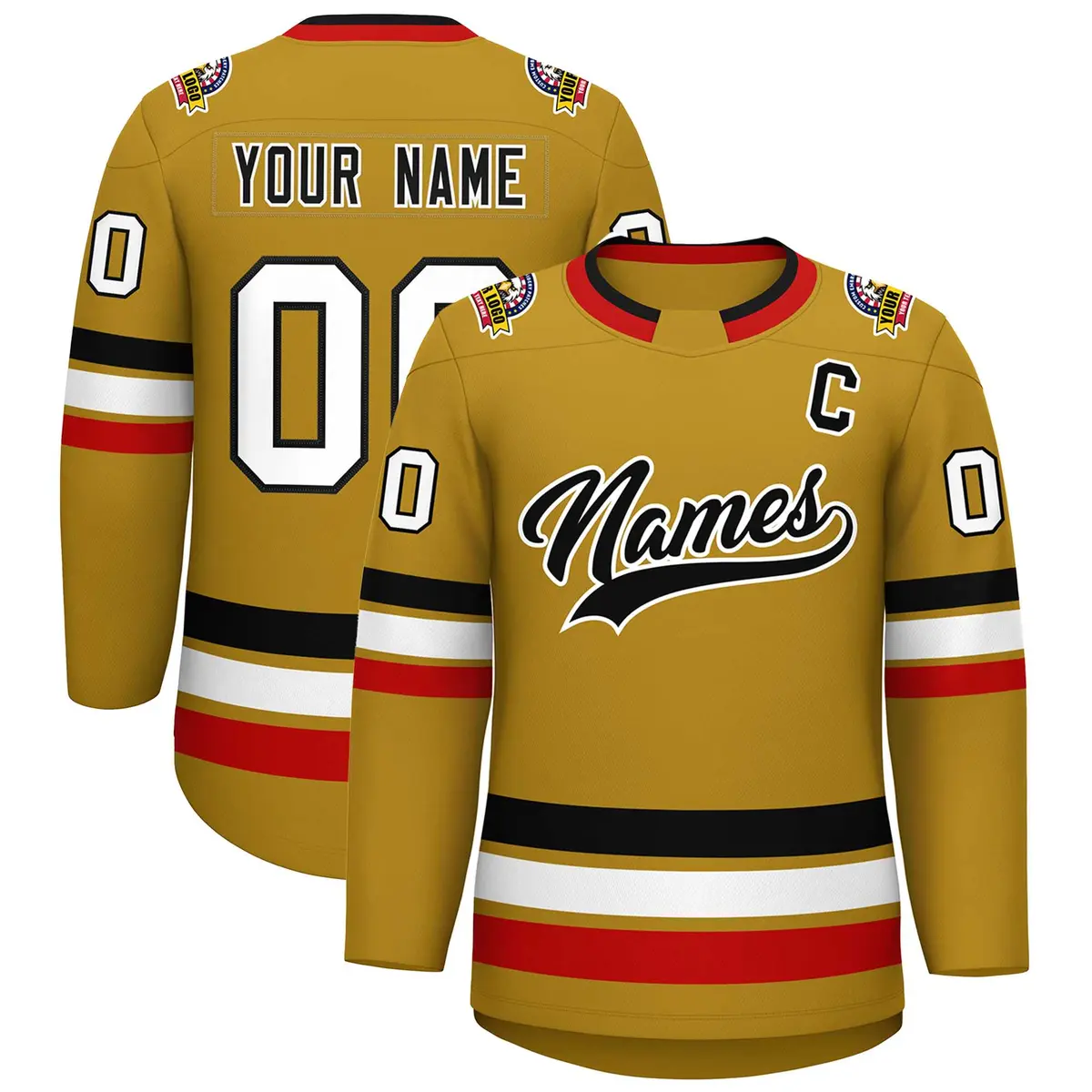 Old Gold Black-White Classic Hockey Jersey