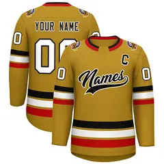 Old Gold Black-White Classic Hockey Jersey