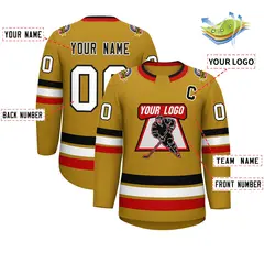 Old Gold Black-White Classic Hockey Jersey 2