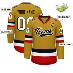 Old Gold Black-White Classic Hockey Jersey 2