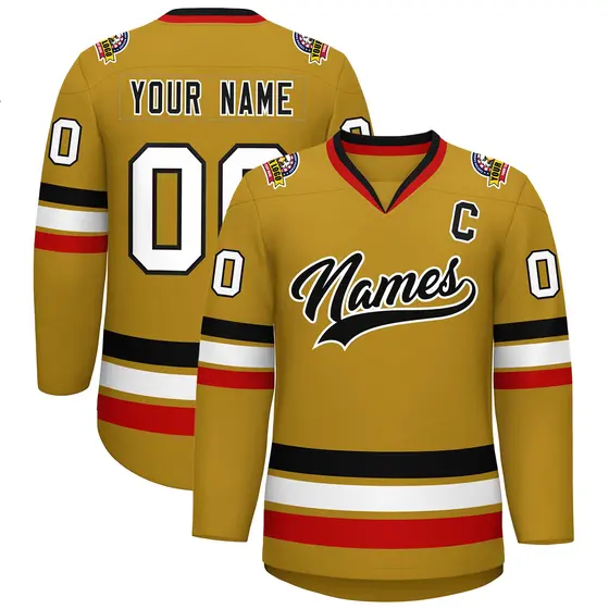 Old Gold Black-White Classic Hockey Jersey