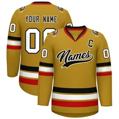 Old Gold Black-White Classic Hockey Jersey