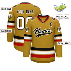 Old Gold Black-White Classic Hockey Jersey 2