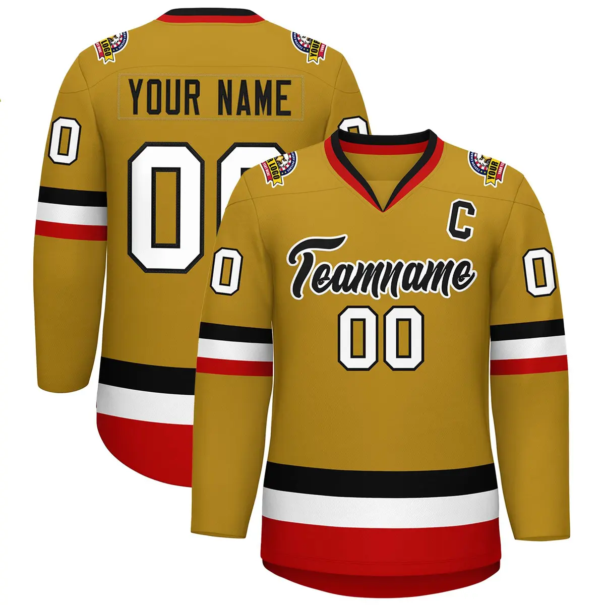 Old Gold Black-White Classic Hockey Jersey