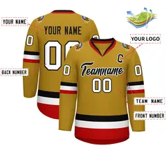 Old Gold Black-White Classic Hockey Jersey 2