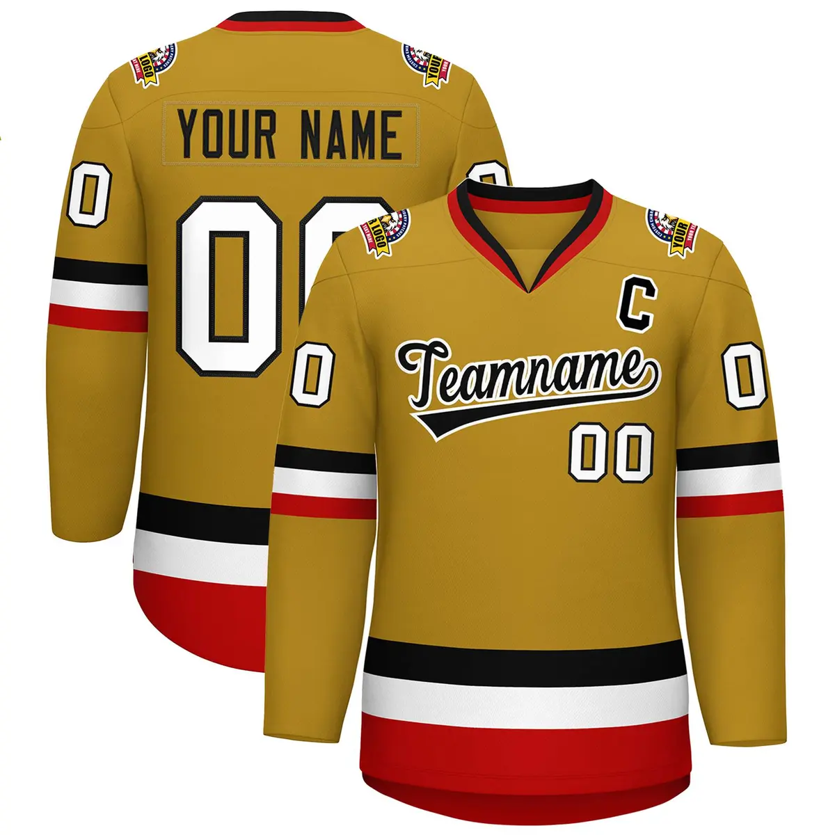 Old Gold Black-White Classic Hockey Jersey