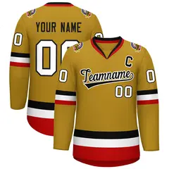 Old Gold Black-White Classic Hockey Jersey