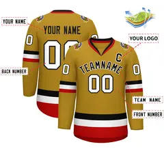 Old Gold Black-White Classic Hockey Jersey 2