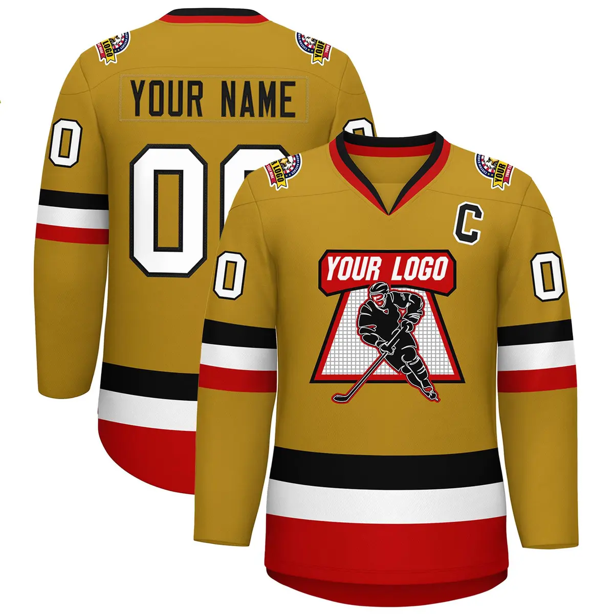 Old Gold Black-White Classic Hockey Jersey
