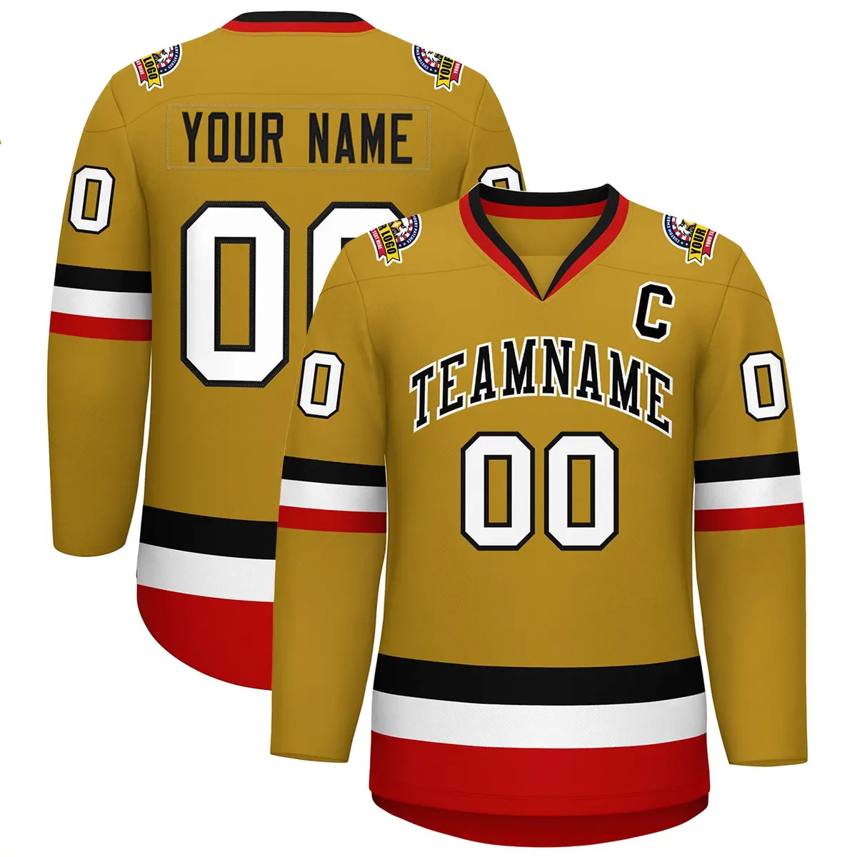 Old Gold Black-White Classic Hockey Jersey