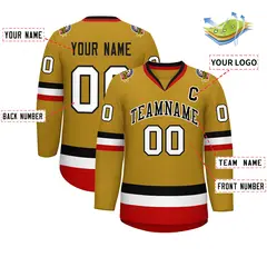 Old Gold Black-White Classic Hockey Jersey 2