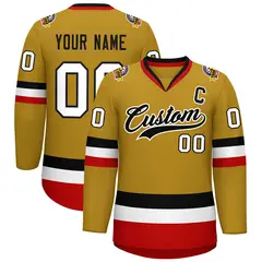 Old Gold Black-White Classic Hockey Jersey