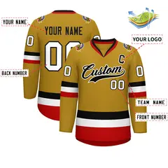 Old Gold Black-White Classic Hockey Jersey 2