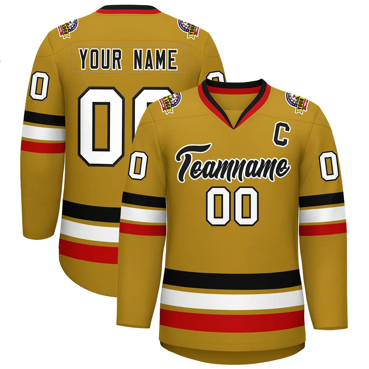 Old Gold Black-White Classic Hockey Jersey