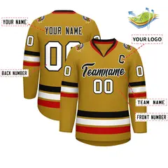Old Gold Black-White Classic Hockey Jersey 2
