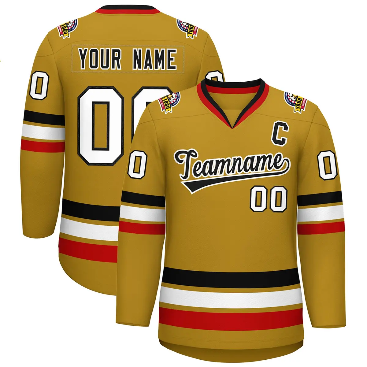 Old Gold Black-White Classic Hockey Jersey