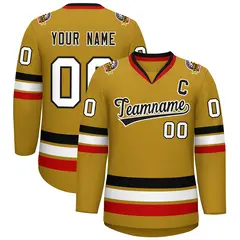 Old Gold Black-White Classic Hockey Jersey