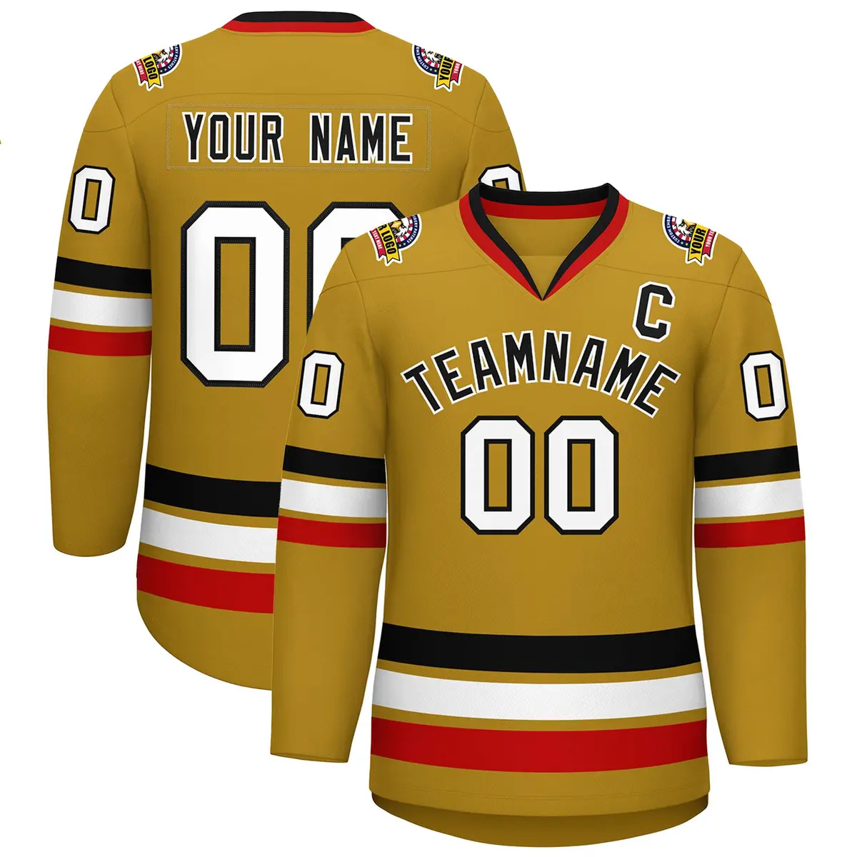 Old Gold Black-White Classic Hockey Jersey