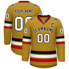 Old Gold Black-White Classic Hockey Jersey
