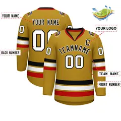 Old Gold Black-White Classic Hockey Jersey 2