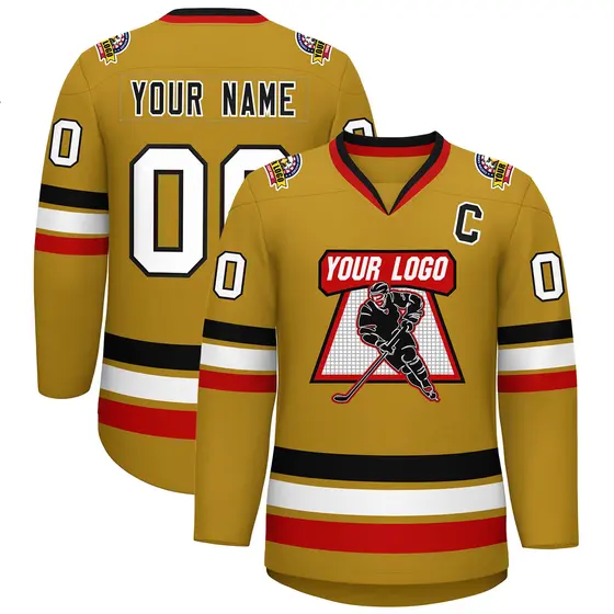 Old Gold Black-White Classic Hockey Jersey