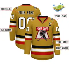 Old Gold Black-White Classic Hockey Jersey 2