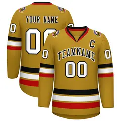 Old Gold Black-White Classic Hockey Jersey