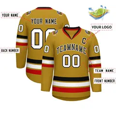 Old Gold Black-White Classic Hockey Jersey 2