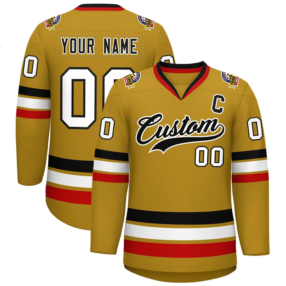 Old Gold Black-White Classic Hockey Jersey