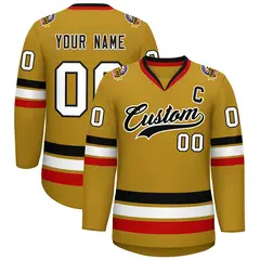 Old Gold Black-White Classic Hockey Jersey