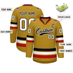 Old Gold Black-White Classic Hockey Jersey 2