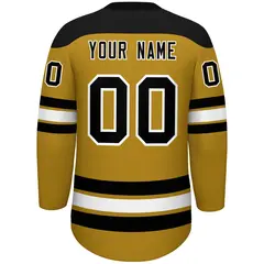 Old Gold Black White Classic Lace-Up Neck Hockey Jersey 4